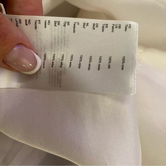 Maje 100% silk open shoulder ruffle blouse, L - Picture 8 of 10